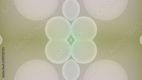 Green Abstract Gradient Background with Soft Circular Rings and Leaves