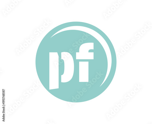 PF sport emblem or team logotype. Ball logo with a combination of Initial letter P and F for balls shop, sports company, training, club badge.