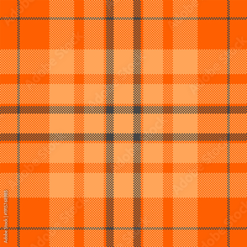 Magazine plaid tartan check, neat pattern seamless texture. Skill fabric vector textile background in bright and orange colors.
