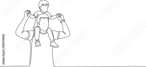 A loving father carrying his child on his shoulders, symbolizing parenthood, care, protection, bonding, and the Strong emotional connection between father and child