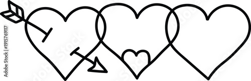 A series of hearts with arrows, symbolizing love and affection.