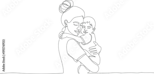 A mother tenderly embraces her child in a heartwarming moment of love and affection.