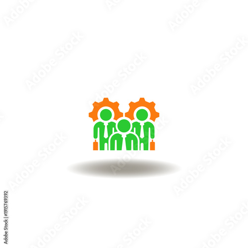 Vector illustration of businessman or partners team with gears. Symbol of MBA Master of Business Administration.