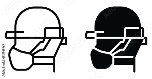 Minimalist Line Art of Human Head with Geometric Features in Black and White