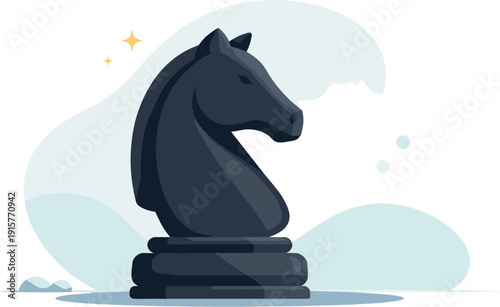 Chessknight silhouettegeneric shown in macro inspiredcompositi on withh orse he addom in antbut fully visibleoccupy ing about