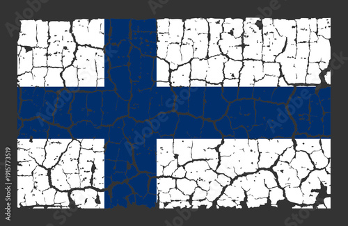 Finland flag in grunge style with cracked paint effect