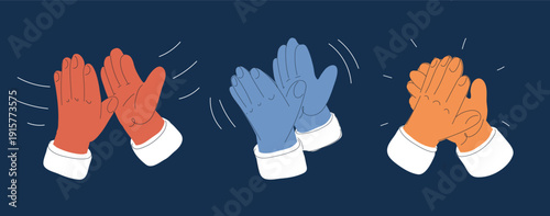 Cartoon vector illustration of hands clapping, concept of applause, appreciation, and celebration