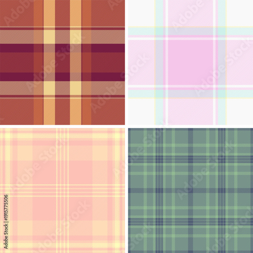 Festive plaid bundle built for product mockups. New Year tartan backgrounds enhance presentation. Vector clarity supports realism.