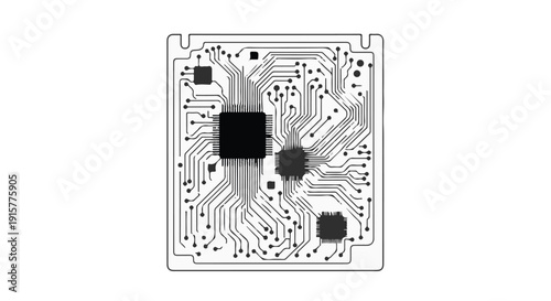 Closeup of modern electronic circuit board with microchips and components on white background, technology and innovation concept