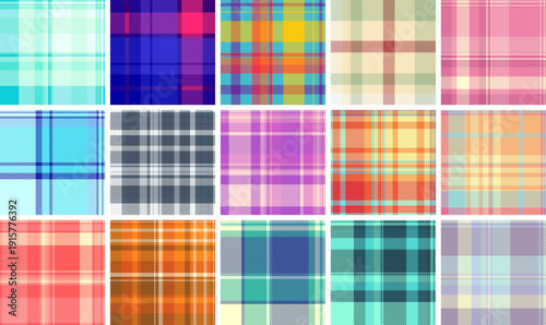 Plaid collection for timeless casual wear. Seamless tartan designs suit skirts, blouses, dresses, and lightweight jackets.