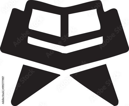 Open book icon representing knowledge and learning simple black vector graphic for educational or religious concepts isolated on white