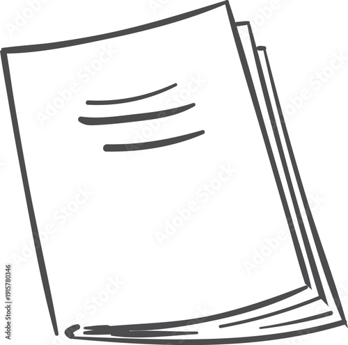 Textbook doodle. School paper supply drawing icon