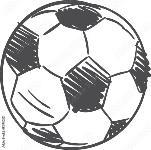 Soccer ball doodle. Football drawing. Goal icon