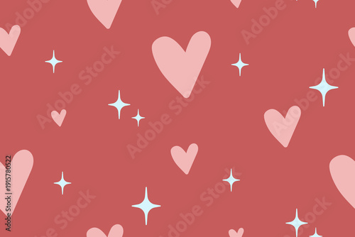 Seamless pattern with simple romantic elements. Good for wrapping paper, backgrounds and wallpaper.