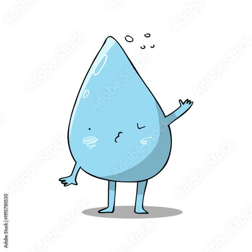 Flirty mascot. Playful kawaii water drop character with a charming, flirty expression. Perfect for branding, advertising and banners.