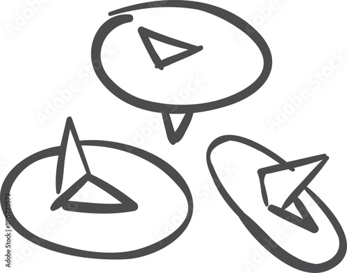 Metal round thumb pin hand drawn icon