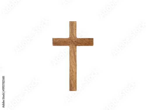 Wooden cross on transparent background