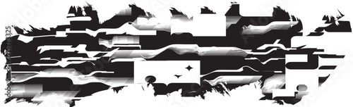 Glitch distorted geometric shape . Noise destroyed background . Trendy defect overlay texture . Glitched collage .Grunge textured . Distressed effect .Vector shapes with stripes screen print texture. 