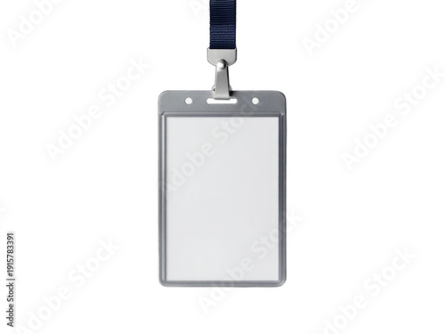 Blank ID badge holder with lanyard on transparent background