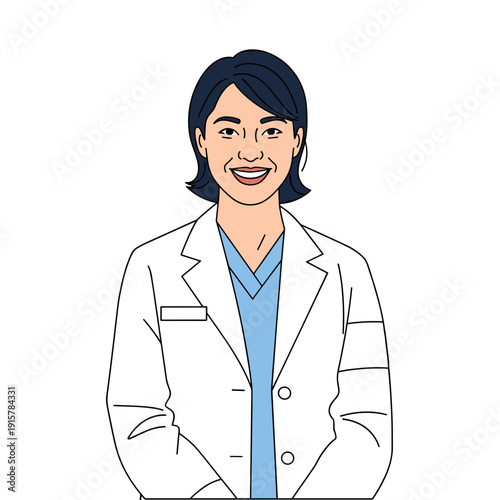 Smiling female doctor in white coat portrait for medical professional and healthcare service concept