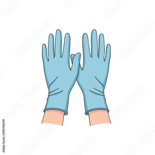 Blue medical gloves isolated on white background for hygiene and infection control concept