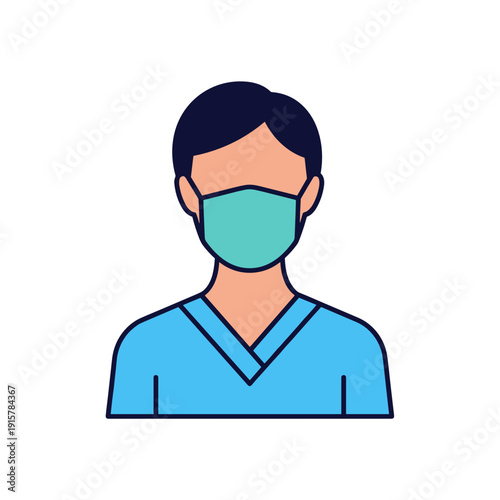 Medical professional wearing face mask for healthcare safety and infection prevention concept