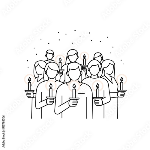 Candlelight vigil with people holding candles for remembrance and solidarity concept