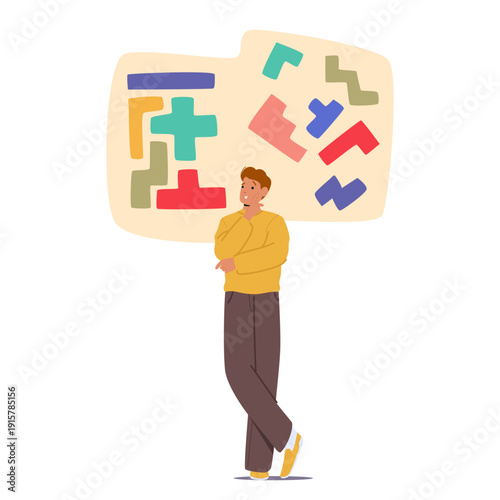 Man with logical mindset type, analytical, rational thinking and reason-based cognitive style