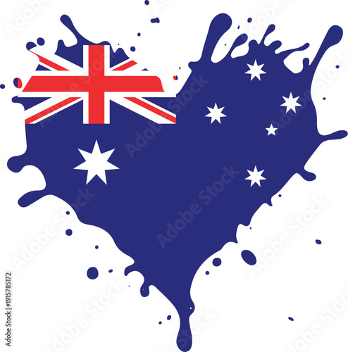 Australia love flag splash watercolor isolated.eps