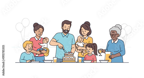 Multigenerational family celebrating birthday together for unity and happy family concept