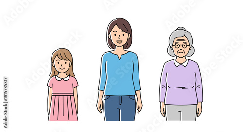 Three generations of women standing together for family heritage and continuity concept