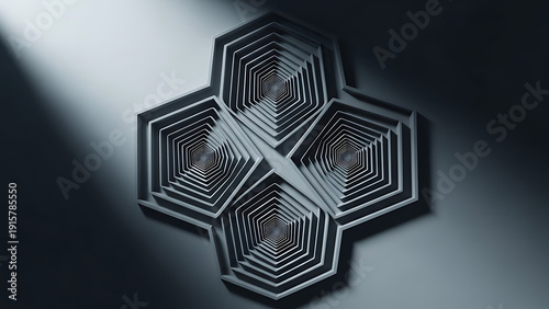 Intricate Pattern Design in Minimalist Environment with Dynamic Lighting
