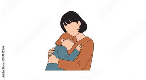 Mother embracing child for parental love and emotional comfort concept