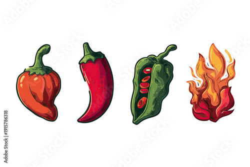 Chili pepper sticker pack