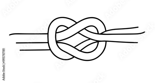 Straight sea knot rope one line illustration