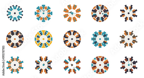 Collection of colorful circular patterns and designs.