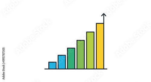 Colorful Bar Graph Showing Steady Increase with Arrow.