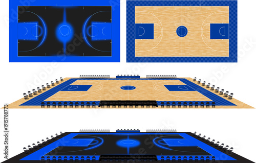 Bilde på lerret basketball court arena setup modern isolated