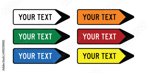 Professional Customizable Multi-Color Directional Sign Set – High-Visibility Right-Pointing Navigation Arrows with Editable Text Space