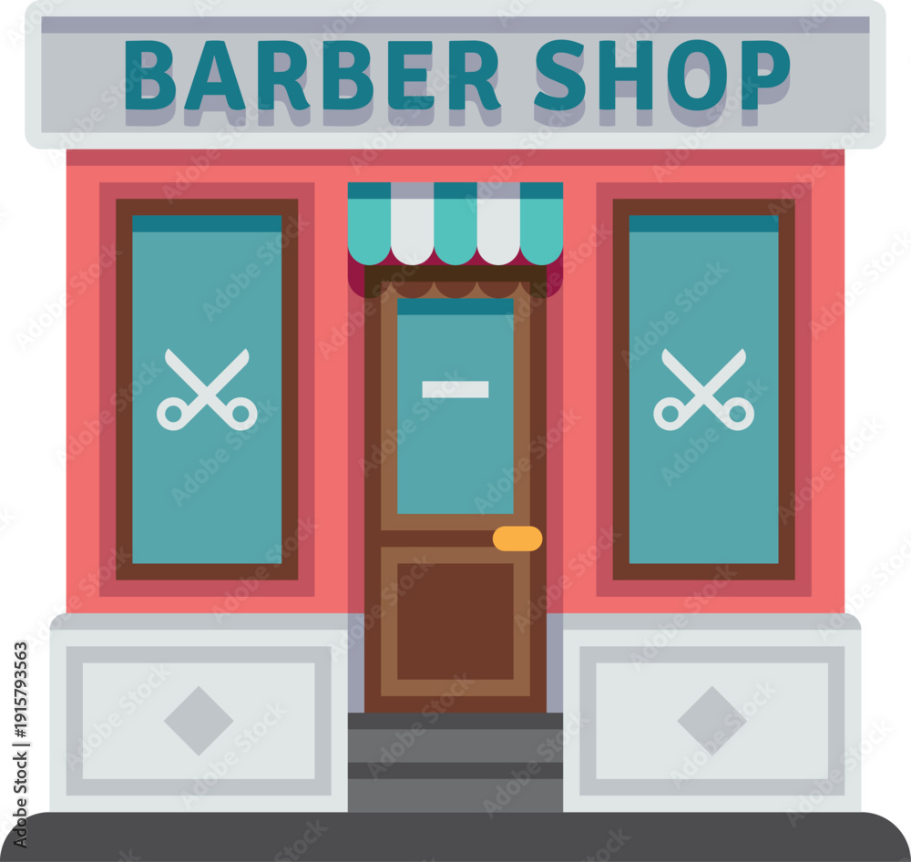 Obraz premium Barbershop facade. Color street barber salon icon