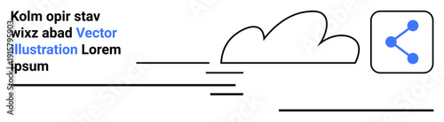 Cloud technology, data sharing, digital storage, internet connectivity, file transfer, online networking. Minimalist cloud design with data sharing icon. Cloud technology and data sharing