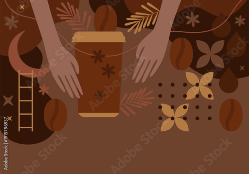 Coffee background. Set of coffee signs, icons, symbols for menu design. Cappuccino, americano, espresso, mocha, latte