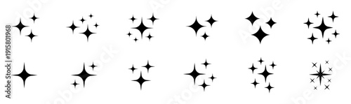 Glow Shine and Sparkle Star Symbols Set