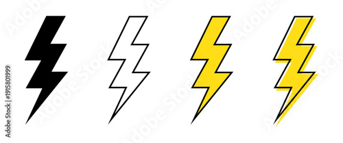 Lightning Bolt Electric Icon Set for App and Web Interface