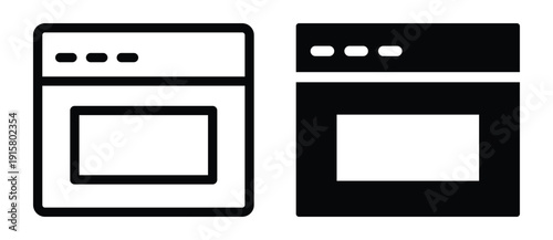 Black and White Outline of Kitchen Oven for Cooking and Baking Usage