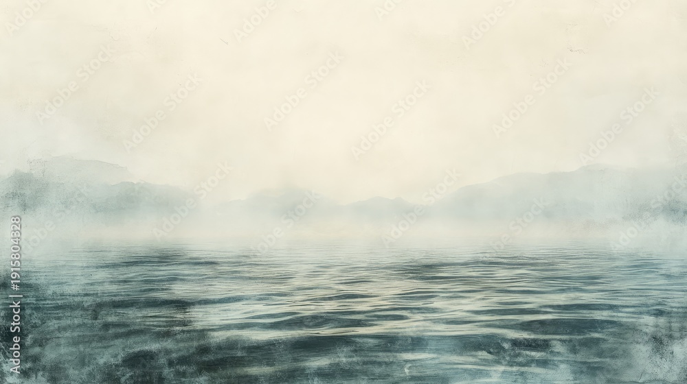 Fototapeta premium A foggy, misty day with a calm body of water