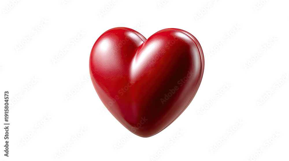 Fototapeta premium Radiant Heart: A polished, lustrous red heart, a symbol of love and affection.