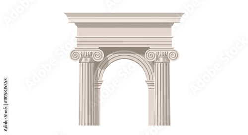 An ornate light archway features an arched opening framed by fluted Ionic columns with volute capitals.