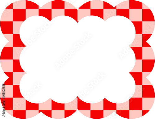 Retro Scalloped Frame with Checkered pattern
