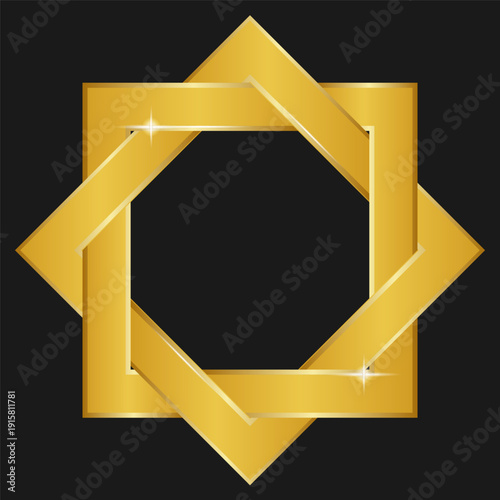 Wallpaper Mural Interlocking Golden Geometric Squares Frame on Black Background Torontodigital.ca